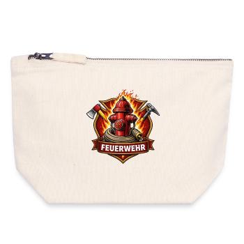 Emblème de la bouche d’incendie de la brigade d’incendie - Pochette zippée en toile 18 x 19 cm - blanc naturel - Devant