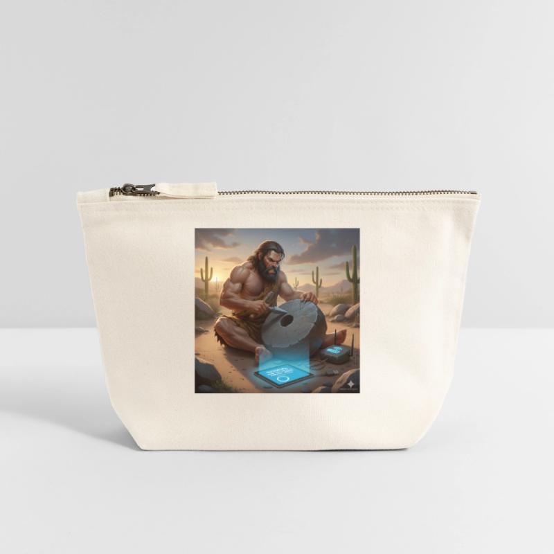 Caveman Tech Support - The First Tutorial Canvas Zip Pouch 18 x 19 cm