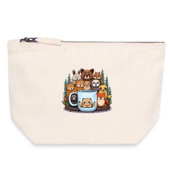Forest animals around cups - Canvas Zip Pouch 18 x 19 cm - nature - Front