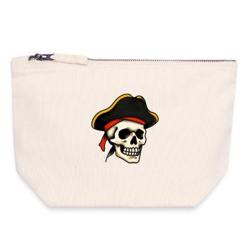 Klassischer Tattoo-Piratenschädel - Canvas Reißverschluss-Täschchen (18 x 19 cm) - Naturweiß - Vorne