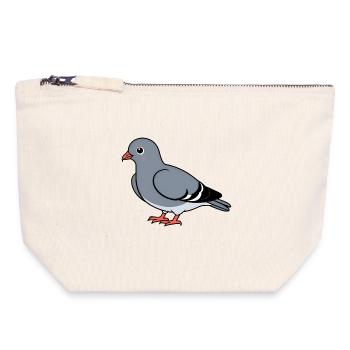 Colombe gris dessin animé avec des pattes orange - Pochette zippée en toile 18 x 19 cm - blanc naturel - Devant