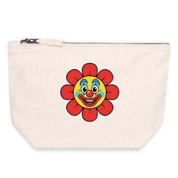 Fleur de clown de carnaval, costume de fleur éclaboussée - Pochette zippée en toile 18 x 19 cm - blanc naturel - Devant