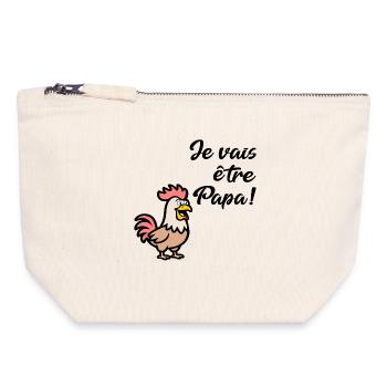 Hühner Papa Hühner - Canvas Reißverschluss-Täschchen (18 x 19 cm) - Naturweiß - Vorne