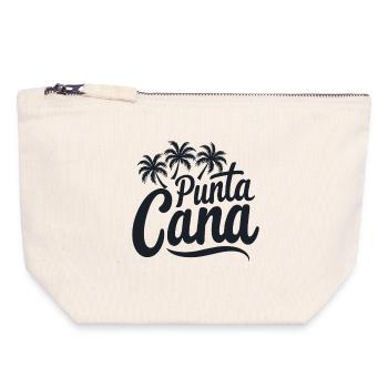 Vacances caribéennes à Punta Cana avec palmiers - Pochette zippée en toile 18 x 19 cm - blanc naturel - Devant