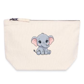 Kuscheliges Elefantenbaby Cartoon - Canvas Reißverschluss-Täschchen (18 x 19 cm) - Naturweiß - Vorne