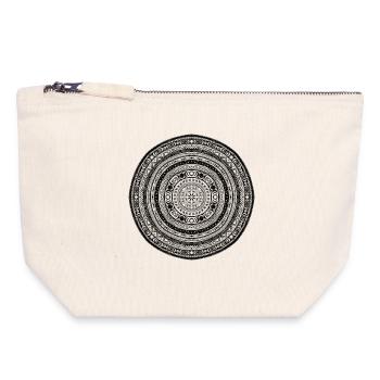 Mandala du cycle lunaire - Pochette zippée en toile 18 x 19 cm - blanc naturel - Devant
