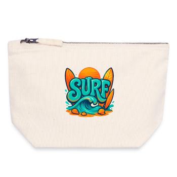 Art des mots Sunset Surf - Pochette zippée en toile 18 x 19 cm - blanc naturel - Devant