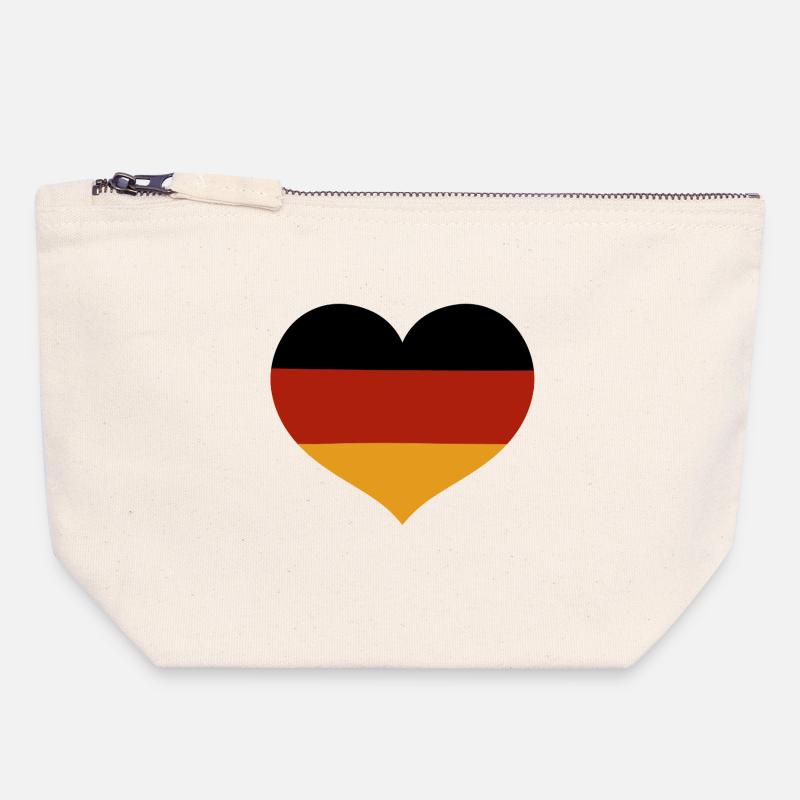 Drapeau allemand en forme de cœur - Pochette zippée en toile 18 x 19 cm - blanc naturel