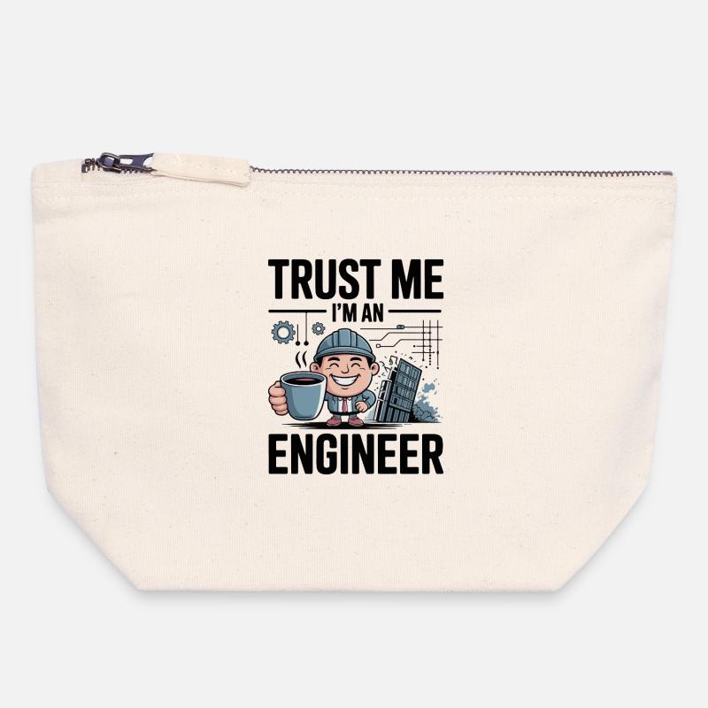 Trust Me I’m an Engineer - for light background - Canvas Zip Pouch 18 x 19 cm - nature