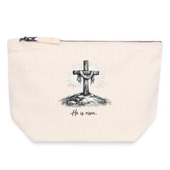 Kruzifix He is Risen Ostern Jesus - Canvas Reißverschluss-Täschchen (18 x 19 cm) - Naturweiß - Vorne