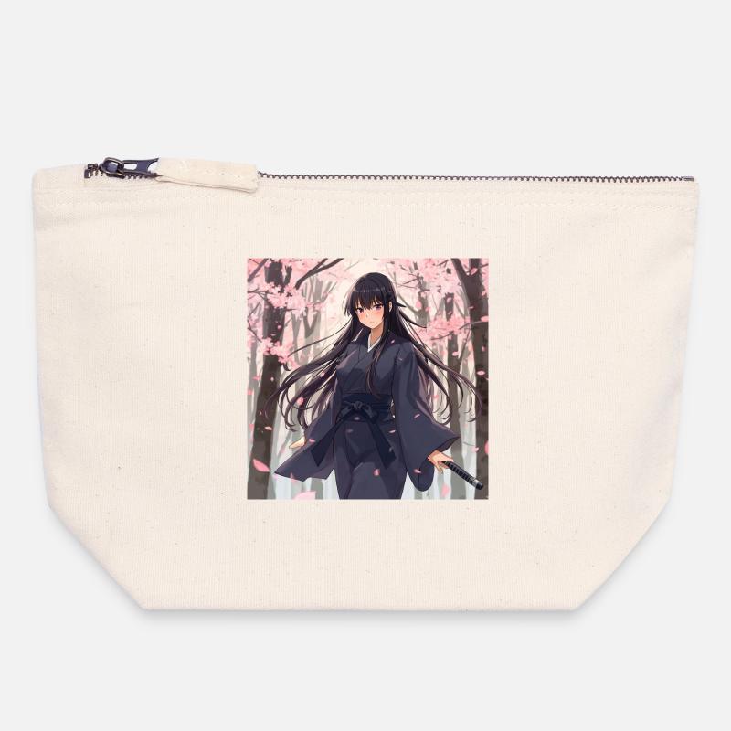 Sakura Shadow Samurai - Canvas Zip Pouch 18 x 19 cm - nature