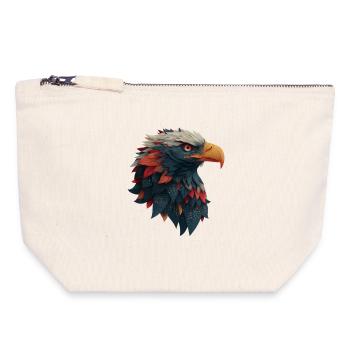 tête aigle puissant, cadeau homme fort, déterminé - Pochette zippée en toile 18 x 19 cm - blanc naturel - Devant