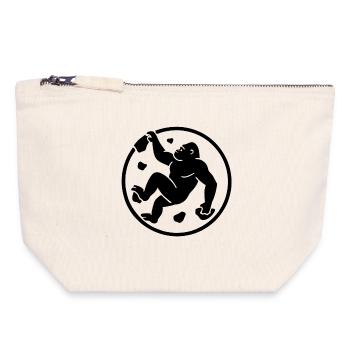Gorilla Bouldern: Minimalist Badge Logo - Canvas Reißverschluss-Täschchen (18 x 19 cm) - Naturweiß - Vorne