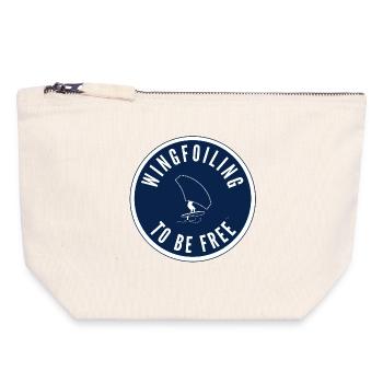 Wingfoiling to be free – Badge in Navy - Canvas Reißverschluss-Täschchen (18 x 19 cm) - Naturweiß - Vorne