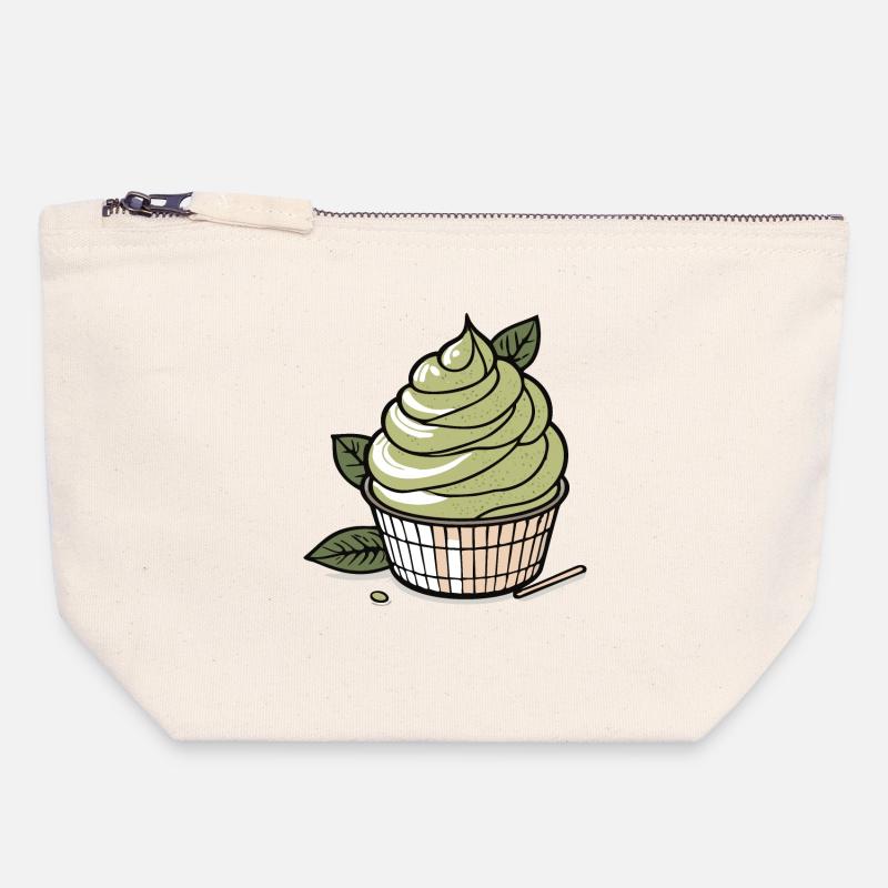 Matcha IceCream - Canvas Reißverschluss-Täschchen (18 x 19 cm) - Naturweiß