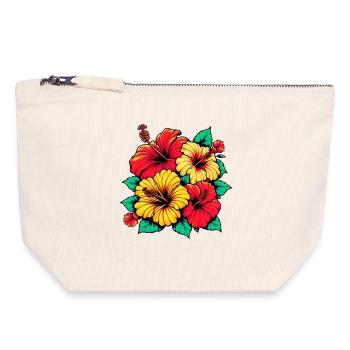 Hibiscus Flowers - Canvas Zip Pouch 18 x 19 cm - nature - Front