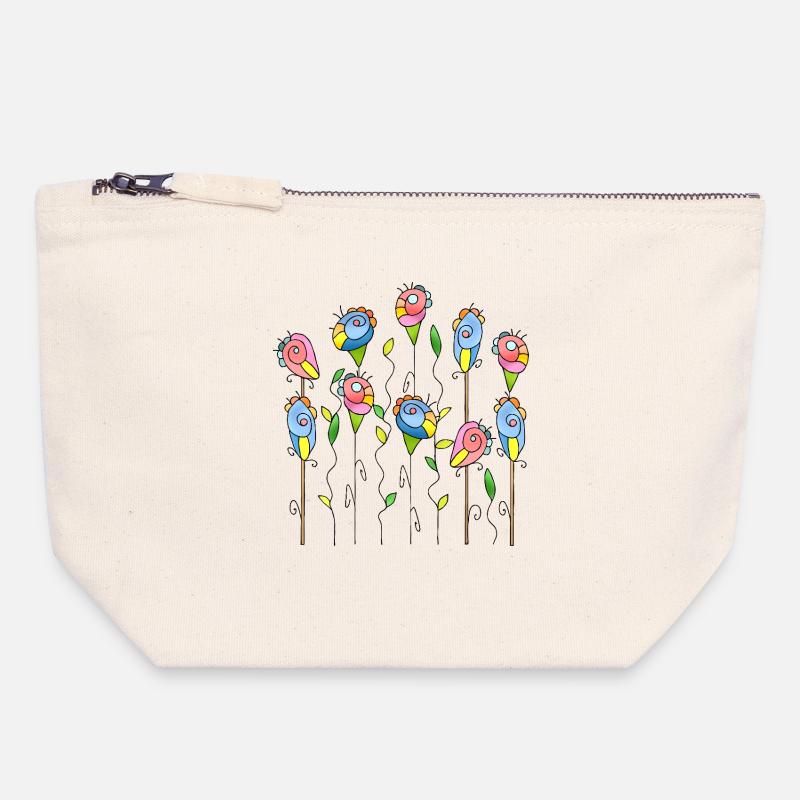 Flowers - Canvas Zip Pouch 18 x 19 cm - nature