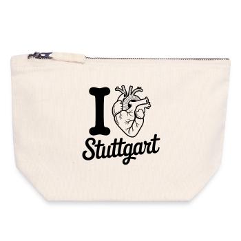 I love Stuttgart - Canvas Reißverschluss-Täschchen (18 x 19 cm) - Naturweiß - Vorne