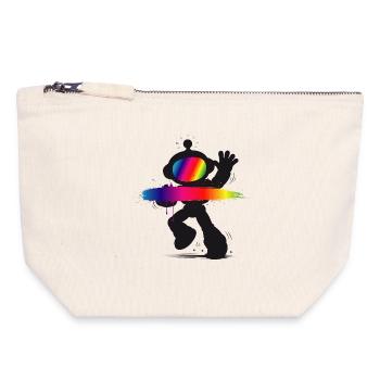 Roboter Silhouette Regenbogen Splash Design   - Canvas Reißverschluss-Täschchen (18 x 19 cm) - Naturweiß - Vorne