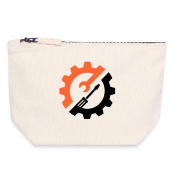 Gear Tool – Mechanic Logo - Canvas Zip Pouch 18 x 19 cm - nature - Front