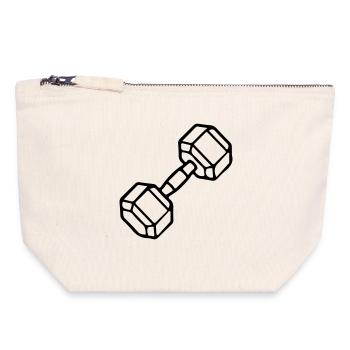 Dumbbell Icon Weights Training - Canvas Zip Pouch 18 x 19 cm - nature - Front