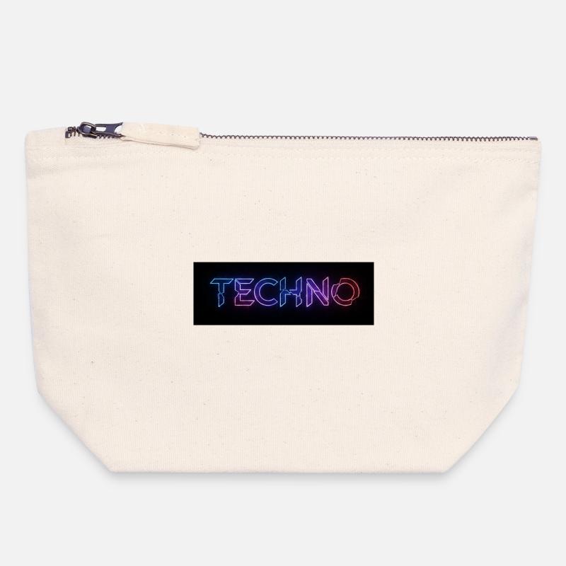 Techno Neon Glitch Text - Canvas Reißverschluss-Täschchen (18 x 19 cm) - Naturweiß