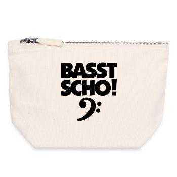 BASST SCHO! Bass Design für Bassisten - Canvas Reißverschluss-Täschchen (18 x 19 cm) - Naturweiß - Vorne