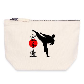 Karate Yokogeri with lettering - Canvas Zip Pouch 18 x 19 cm - nature - Front