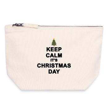 Keep calm Christmas - Canvas Zip Pouch 18 x 19 cm - nature - Front