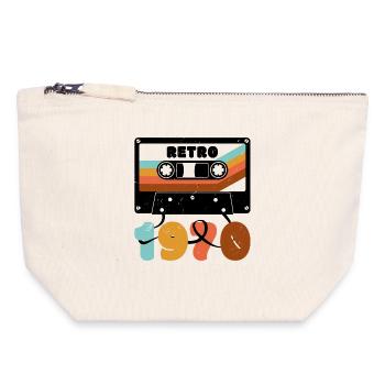 1970 Retro Music Tape Cassette - Canvas Zip Pouch 18 x 19 cm - nature - Front