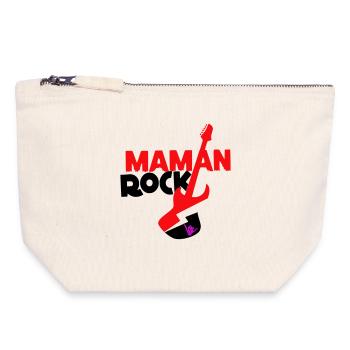 Maman rock - Pochette zippée en toile 18 x 19 cm - blanc naturel - Devant