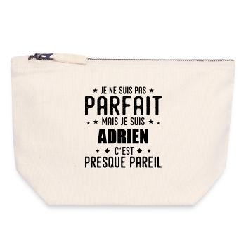 Adrien : authentique, imparfait, top, perfection - Pochette zippée en toile 18 x 19 cm - blanc naturel - Devant