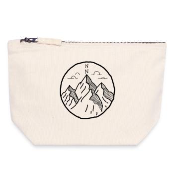 Berge Outdoor Motiv als Zeichnung - Canvas Reißverschluss-Täschchen (18 x 19 cm) - Naturweiß - Vorne