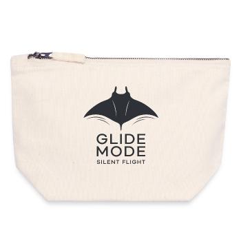 GLIDE MODE – minimalist manta ray silhouette - Canvas Zip Pouch 18 x 19 cm - nature - Front