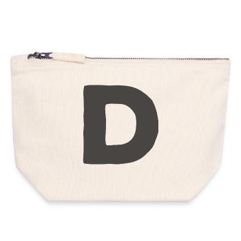 Minimal Letter D Bold Monogram Typography - Canvas Zip Pouch 18 x 19 cm - nature - Front