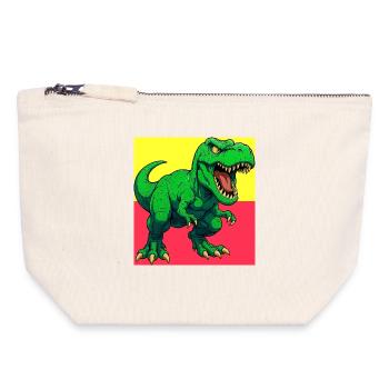 Dinosaurier - Canvas Reißverschluss-Täschchen (18 x 19 cm) - Naturweiß - Vorne