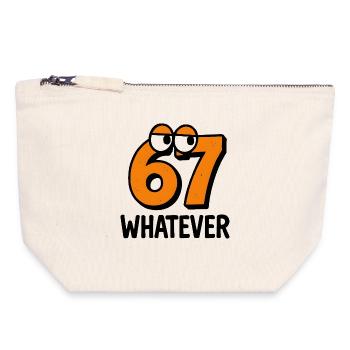 Six Seven : Whatever Italian Brainrot Humour Meme - Pochette zippée en toile 18 x 19 cm - blanc naturel - Devant