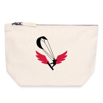 Kiteboarding Kitesurfing Kitesurf Kitesurfer Kiter - Canvas Zip Pouch 18 x 19 cm - nature - Front