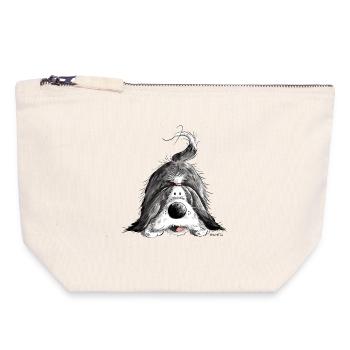 Fröhlicher Bearded Collie - Canvas Reißverschluss-Täschchen (18 x 19 cm) - Naturweiß - Vorne