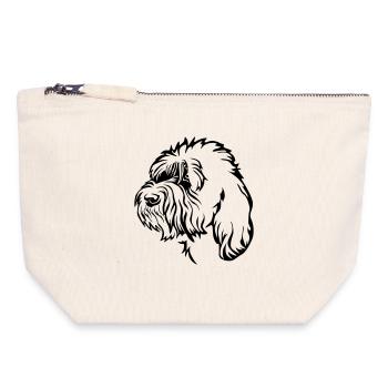Petit Basset Griffon Vendéen tête - Pochette zippée en toile 18 x 19 cm - blanc naturel - Devant