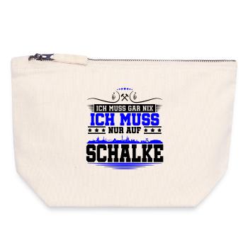Ich muss Gar Nix nur auf Schalke | Farbe änderbar - Canvas Reißverschluss-Täschchen (18 x 19 cm) - Naturweiß - Vorne