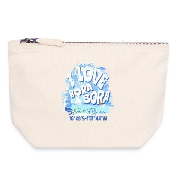 Design Nautique Bora Bora Bleu - Pochette zippée en toile 18 x 19 cm - blanc naturel - Devant