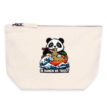 Panda Ramen: In Ramen We Trust - Canvas Reißverschluss-Täschchen (18 x 19 cm) - Naturweiß - Vorne