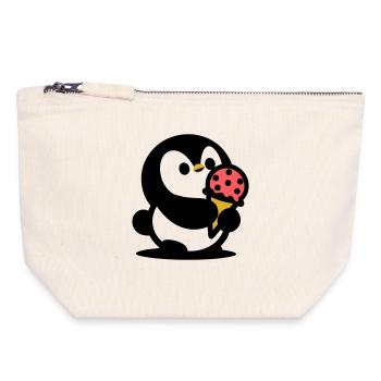 Kleiner Pinguin mit Eis - Canvas Zip Pouch 18 x 19 cm - nature - Front