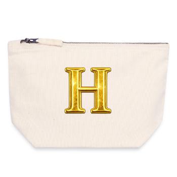 Golden H Monogram - Canvas Zip Pouch 18 x 19 cm - nature - Front