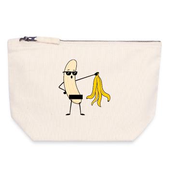 Nackte Banane - Striptease Banana with Sunglasses - Canvas Reißverschluss-Täschchen (18 x 19 cm) - Naturweiß - Vorne