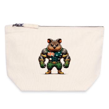 Quokka Australien Kämpfer Design - Canvas Reißverschluss-Täschchen (18 x 19 cm) - Naturweiß - Vorne