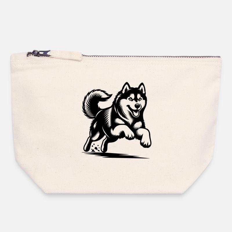 Siberian Husky - Canvas Reißverschluss-Täschchen (18 x 19 cm) - Naturweiß