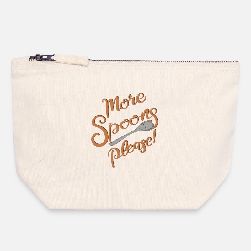 Plus de cuillères, s’il vous plaît ! - Pochette zippée en toile 18 x 19 cm - blanc naturel