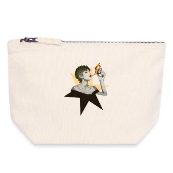 Femme feu 2 - Pochette zippée en toile 18 x 19 cm - blanc naturel - Devant